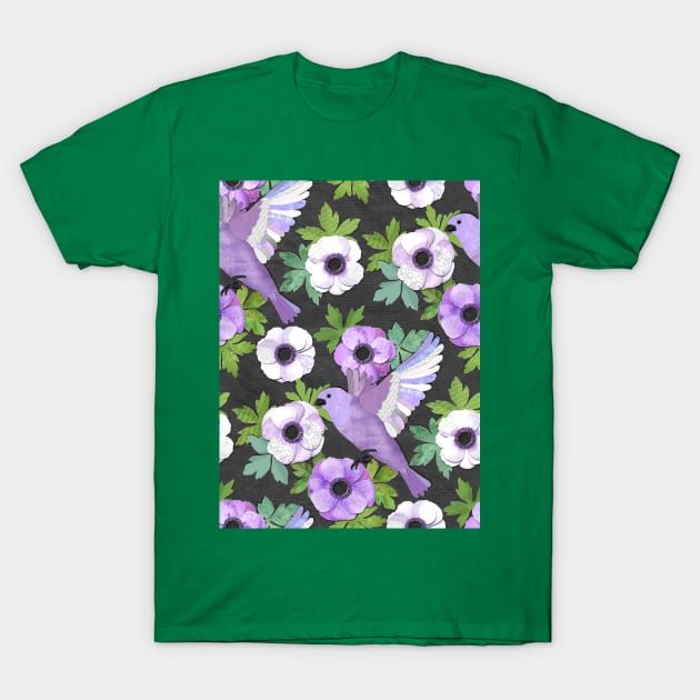 Purple Paper Anemone Collage T-Shirt by micklyn